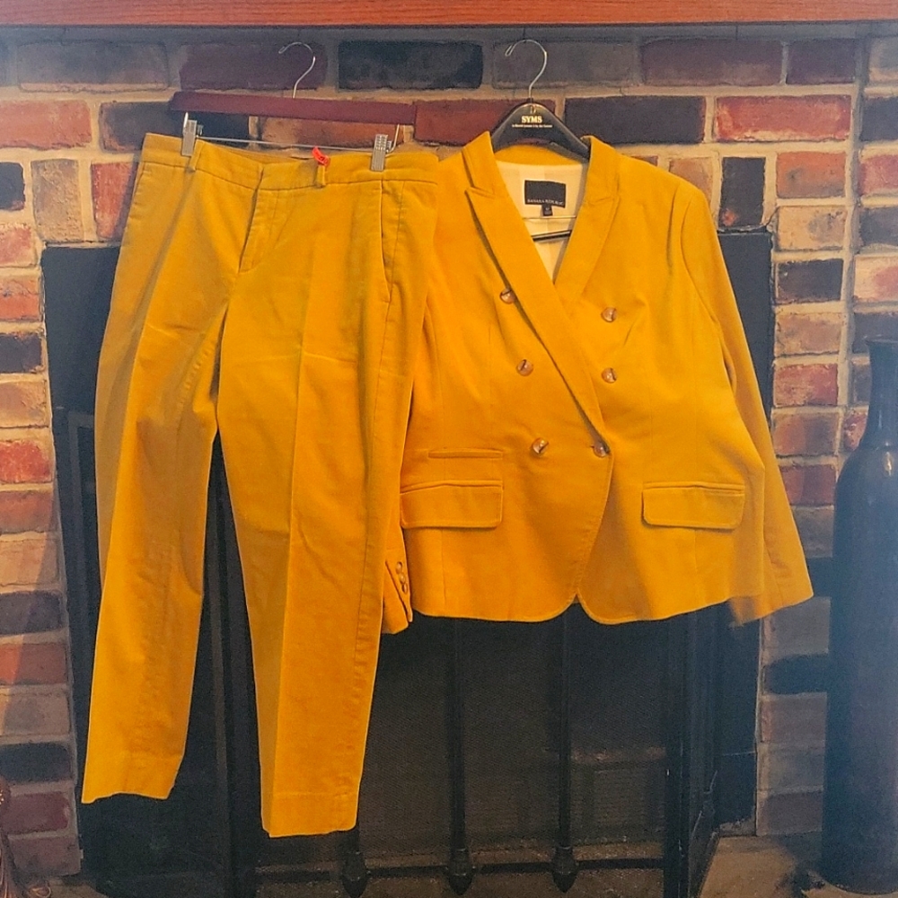 Pale yellow corduroy jacket and pants